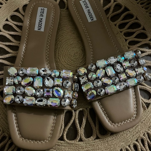 Steve Madden Shoes - NWOB Steve Madden Nude Malina Rhinestone Slide Sandals